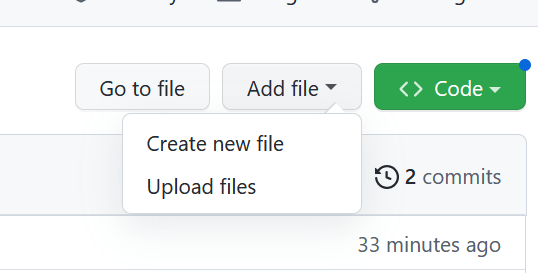 Adding a file in the GitHub interface